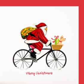 Postkarten - Paper Quilling Karte Nikolaus auf Velo Merry Chris  von HERVORRAGEND