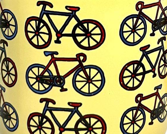 VELO Emailletasse mit Velomotiv / gelb / 300 ml