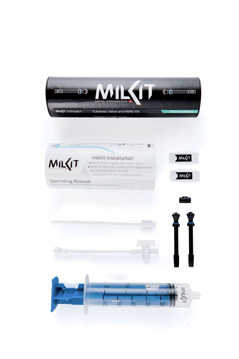 COMPACT MILKIT Tubeless-Servicekit / Schwarz / Ventil Set 55mm