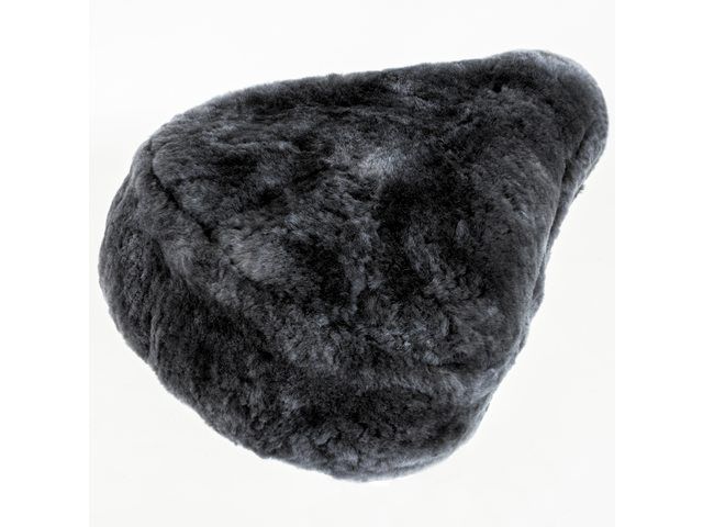 Saddle cover Lamskin black / schwarz-grau