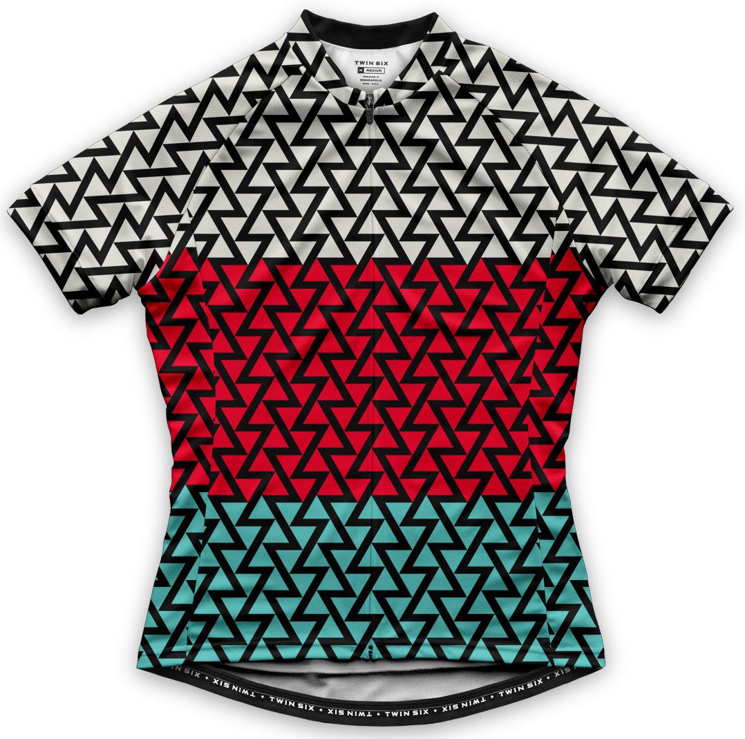 THE ASCENT Damen-Kurzarmtrikot / cream/red/aqua / S