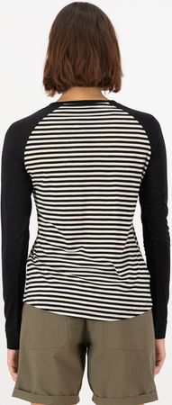 ICON RAGLAN Damen-Merino-Langarmshirt / mr stripe/black / L