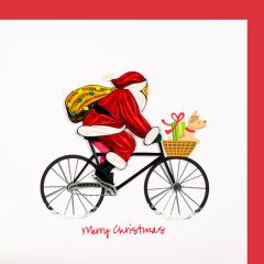 Paper Quilling Karte Nikolaus auf Velo Merry Chris / rot