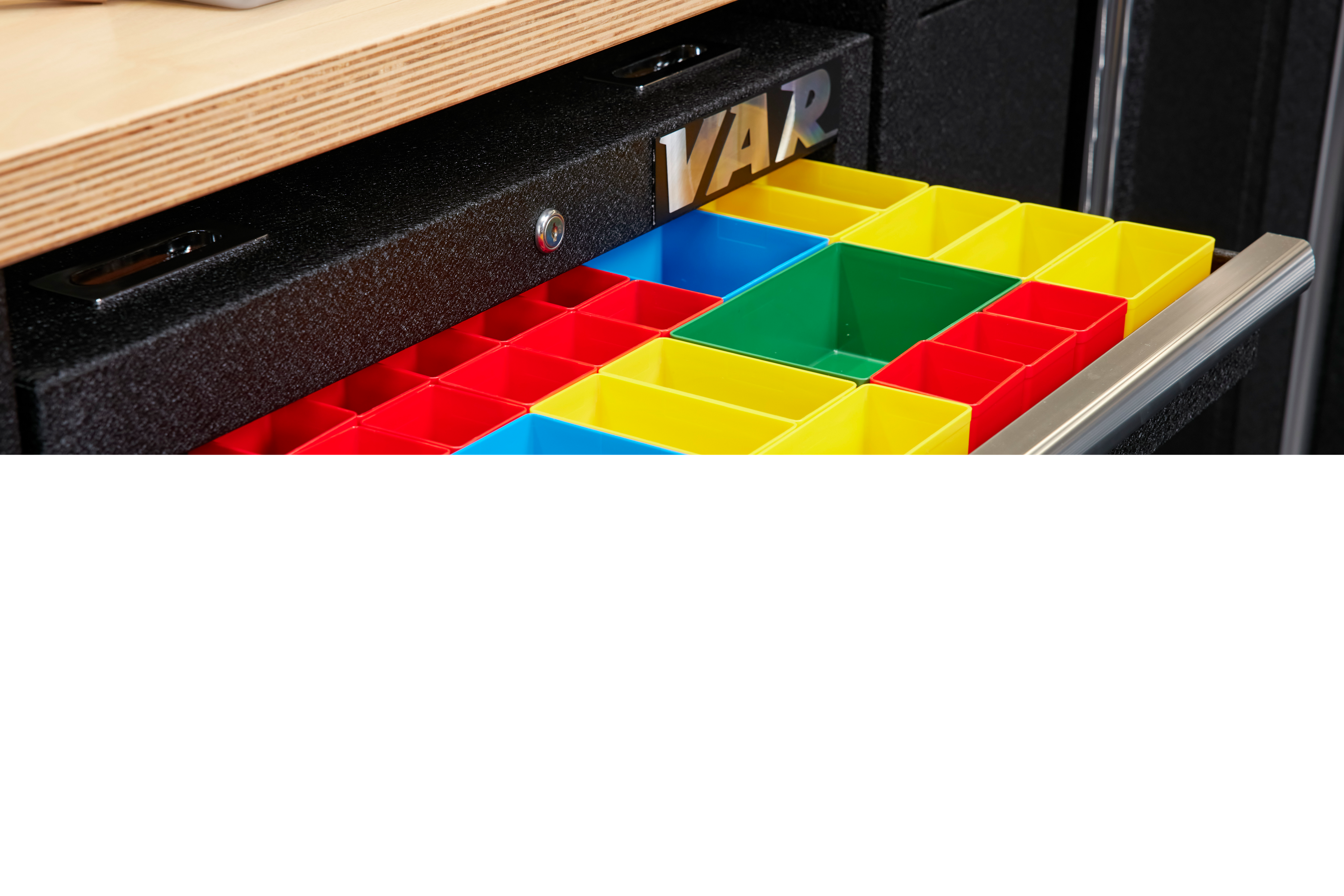 Schubladen Einsatzboxen-Set 39-tlg. / rot, gelb, blau, grün