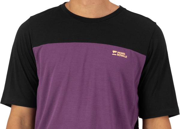DIVERSION Herren-Merino-Kurzarmshirt / boysenberry/black / L