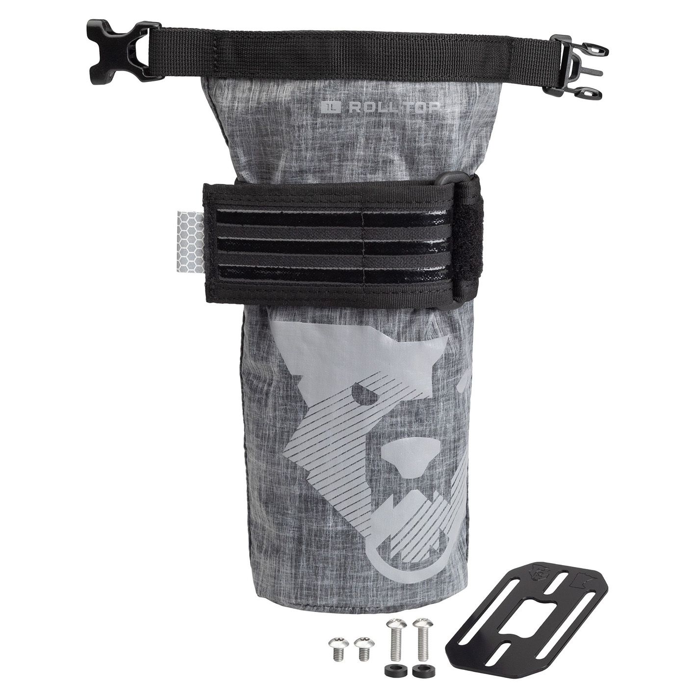 B-RAD TEKLITE ROLL-TOP BAG mit Montageplatte an Bidonhalterösen / grau / 1L