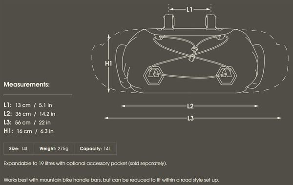 EXPEDITION HANDLEBAR PACK 14L Lenkertasche / grau / 14L