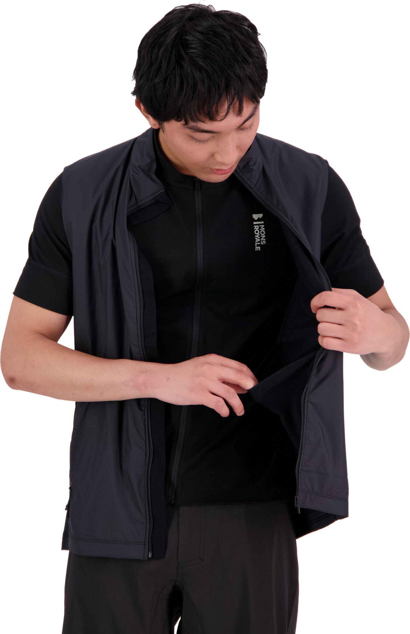 REDWOOD WIND Herren-Merino-Windweste / black / XL