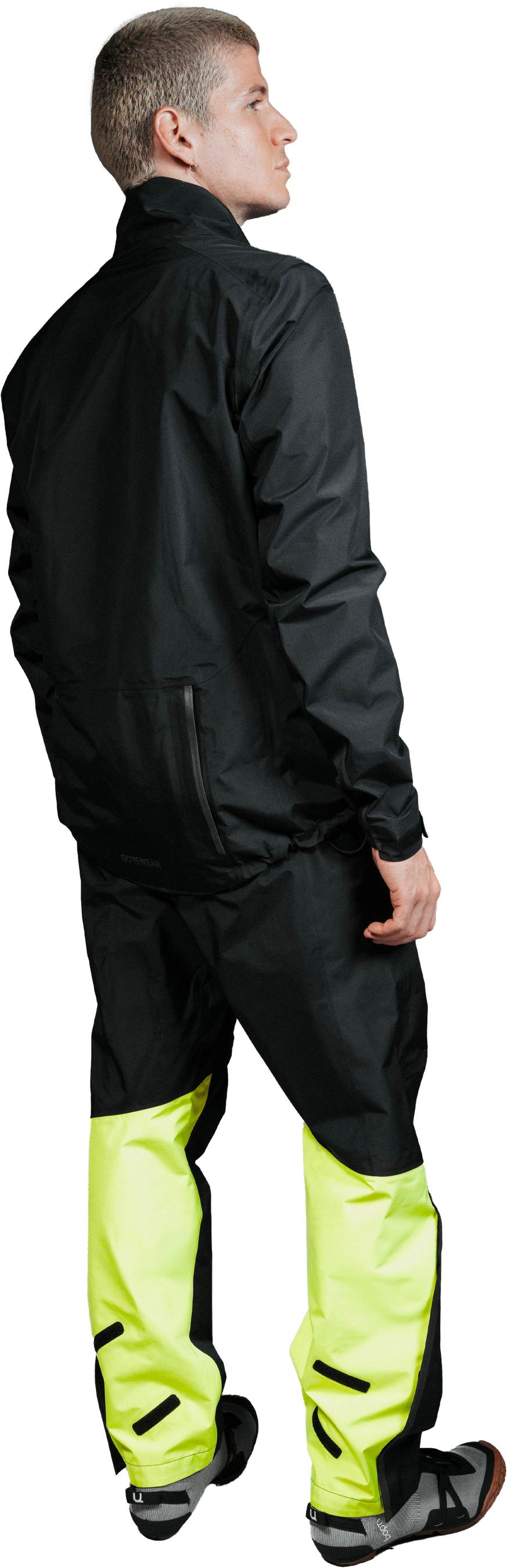 GLIDEWHEEL GTX Herren-Regenhose / black/neon yellow / L