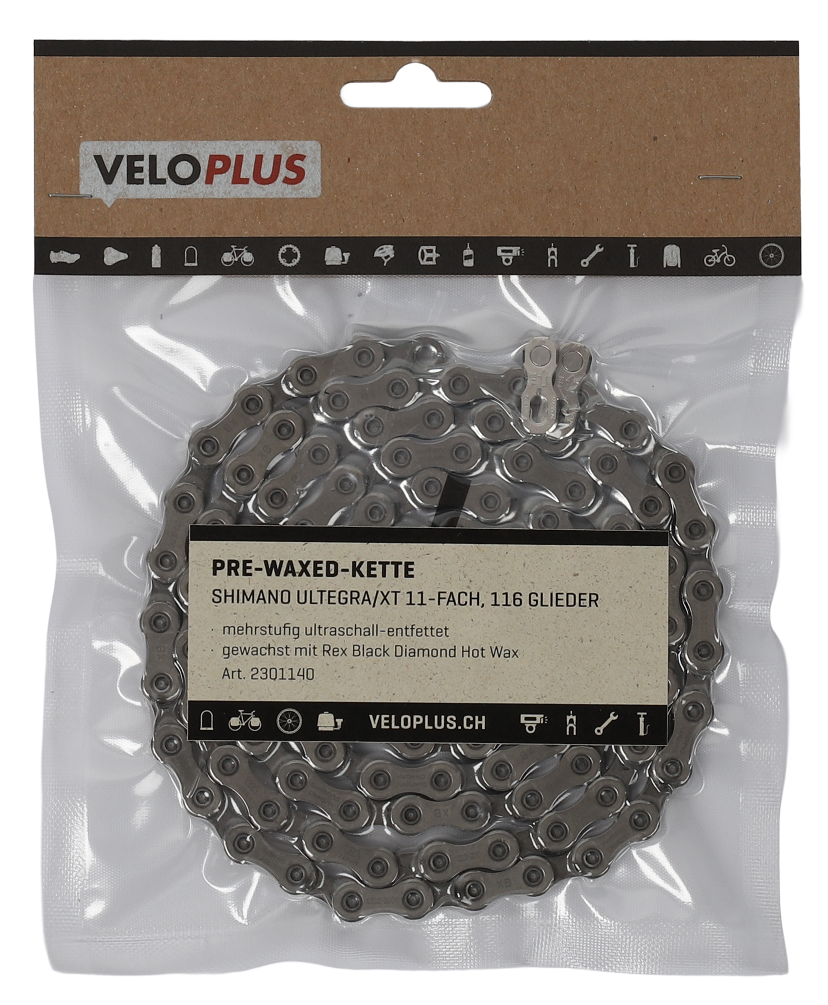 PRE-WAXED-KETTE / silber / Shimano  Ultegra/XT 11fach, 116 Glieder