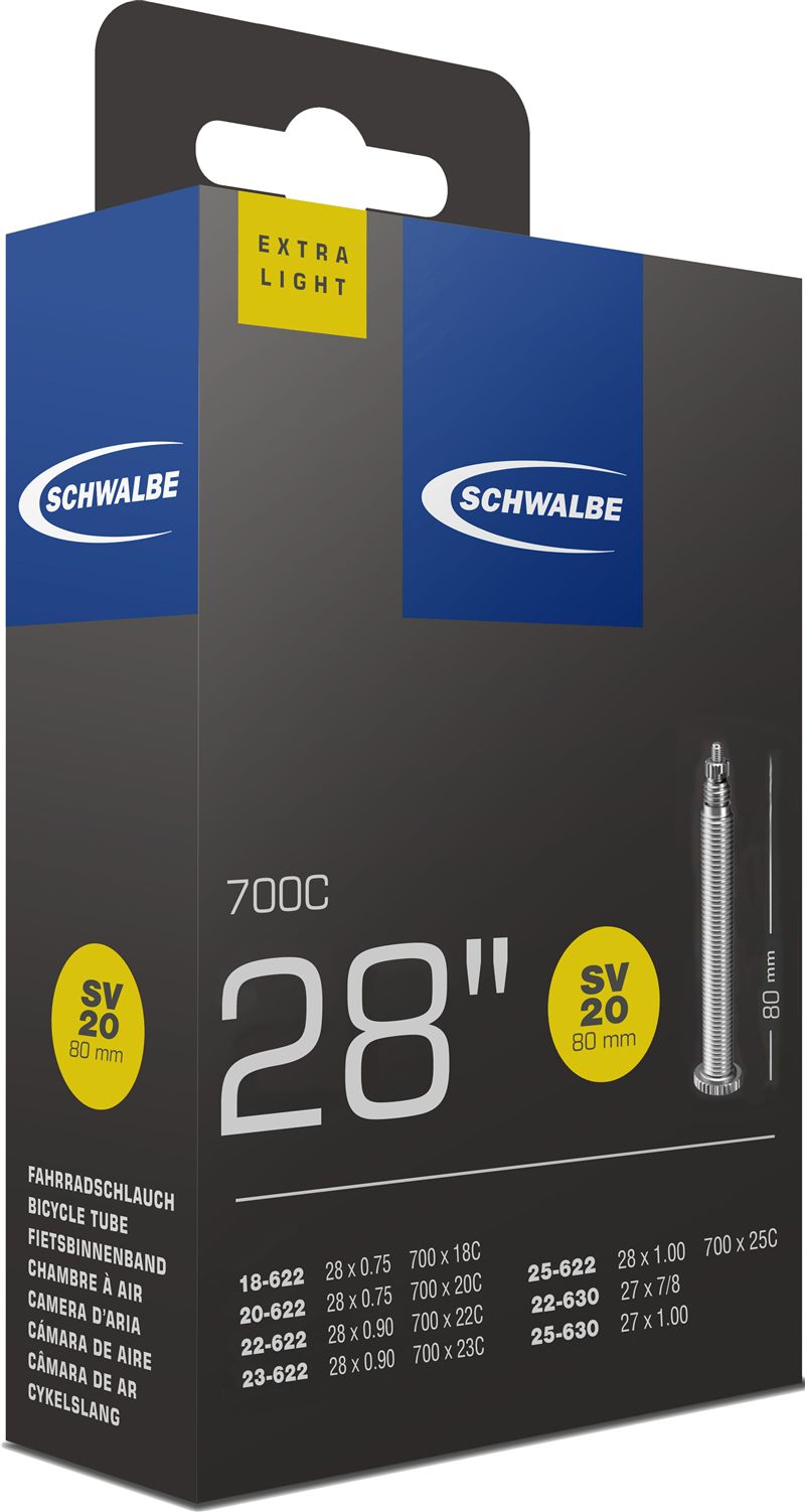 SCHWALBE EXTRALIGHT Schlauch / 28", SV20, 80mm, 18/25-622/630