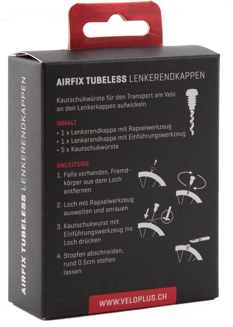 AIRFIX TUBELESS Lenkerendkappen Flickset / schwarz