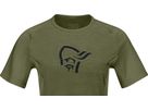 FJØRÅ WOOL SS Damen-Merino-Kurzarmshirt / olive night / S