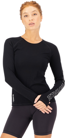 BELLA Damen-Merino-Langarmshirt / black / XS