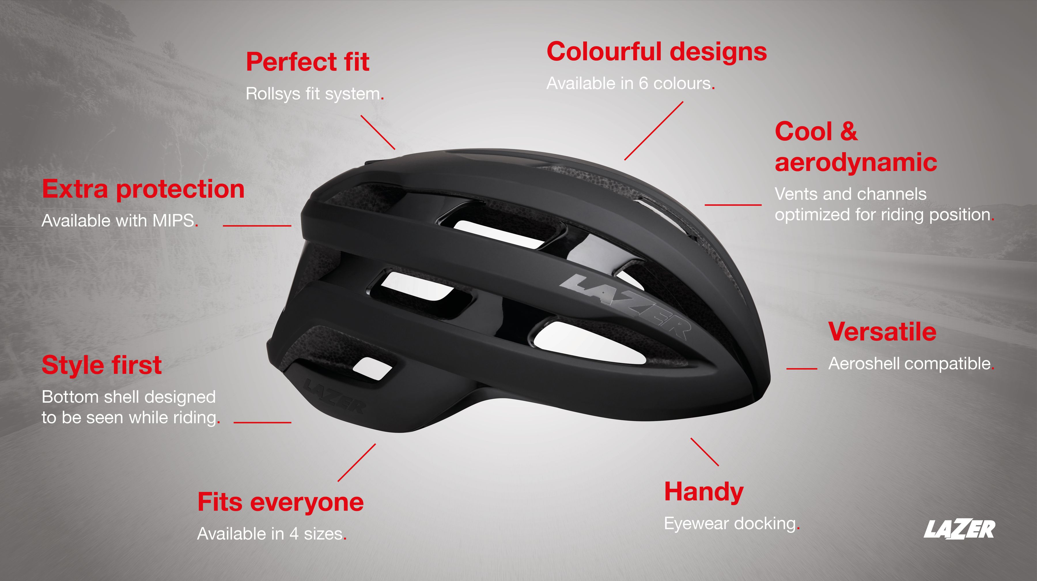 LAZER Unisex Road Sphere Mips Helm / matte black / M
