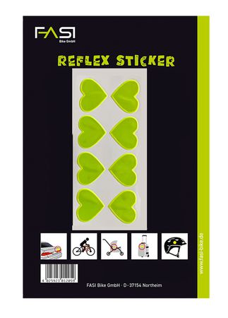 Reflex-Sticker Herzen / gelb