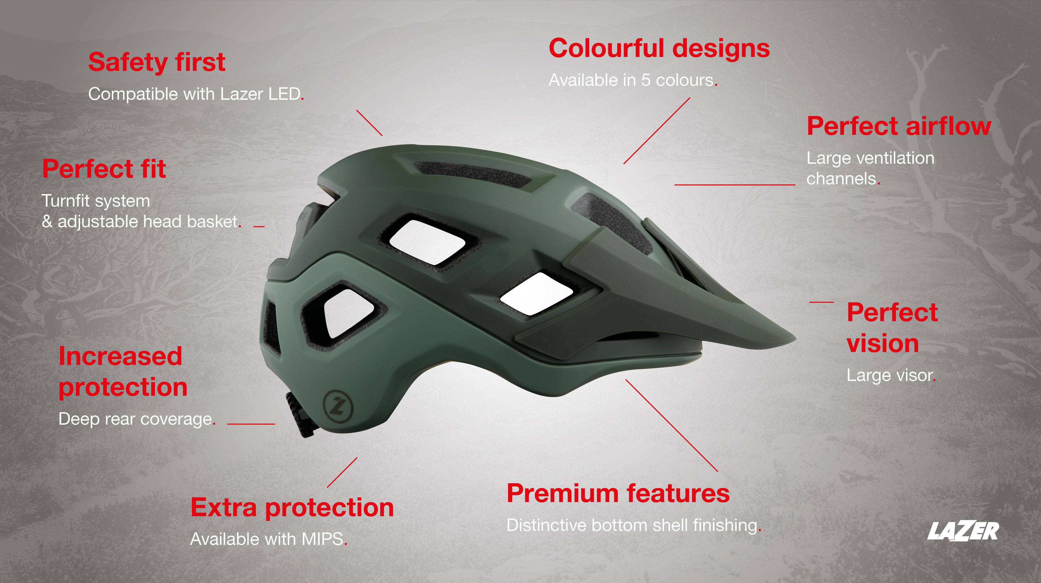 LAZER Unisex MTB Coyote MIPS Helm / matte dark green / S