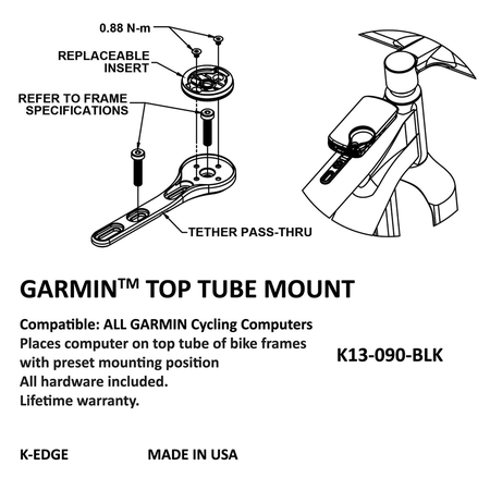 K-EDGE GARMIN Top Tube Mount / black / one size