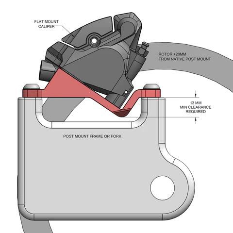 DISC-ADAPTER POST TO FLAT MOUNT +20mm / schwarz / +20mm