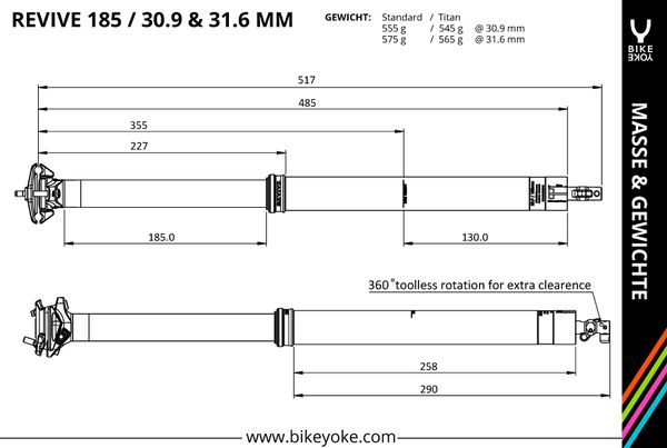 REVIVE Sattelst. Ø31.6/185mm / schwarz / 31.6mm