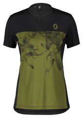 TRAIL FLOW ZIP Damen-Kurzarmtrikot / black/fir green / XS
