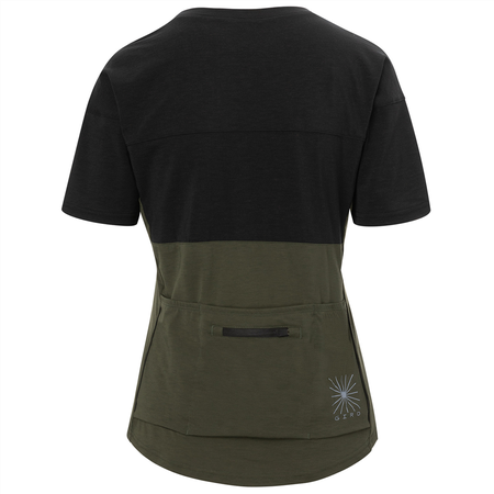 RIDE Damen-Gravel-Kurzarmshirt / black/trail green / L