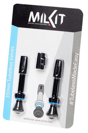 VALVE PACK MILKIT Tubeless Ventile / Schwarz / Ventil Set 75mm