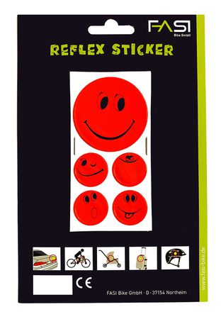 Reflex-Sticker Smileys / rot