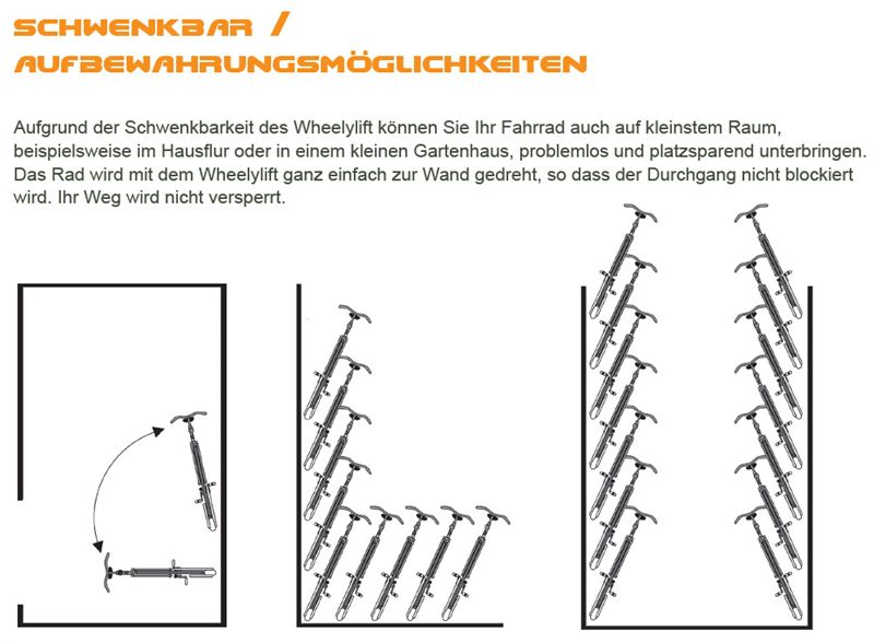 WHEELYLIFT Aufzug für Velos und E-Bikes 18 - 35kg / silber / 18-35KG