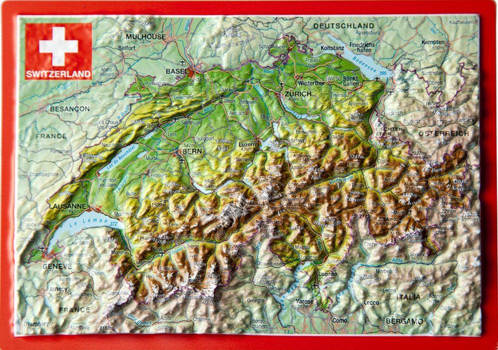 GEORELIEF SCHWEIZ 3D-Postkarte