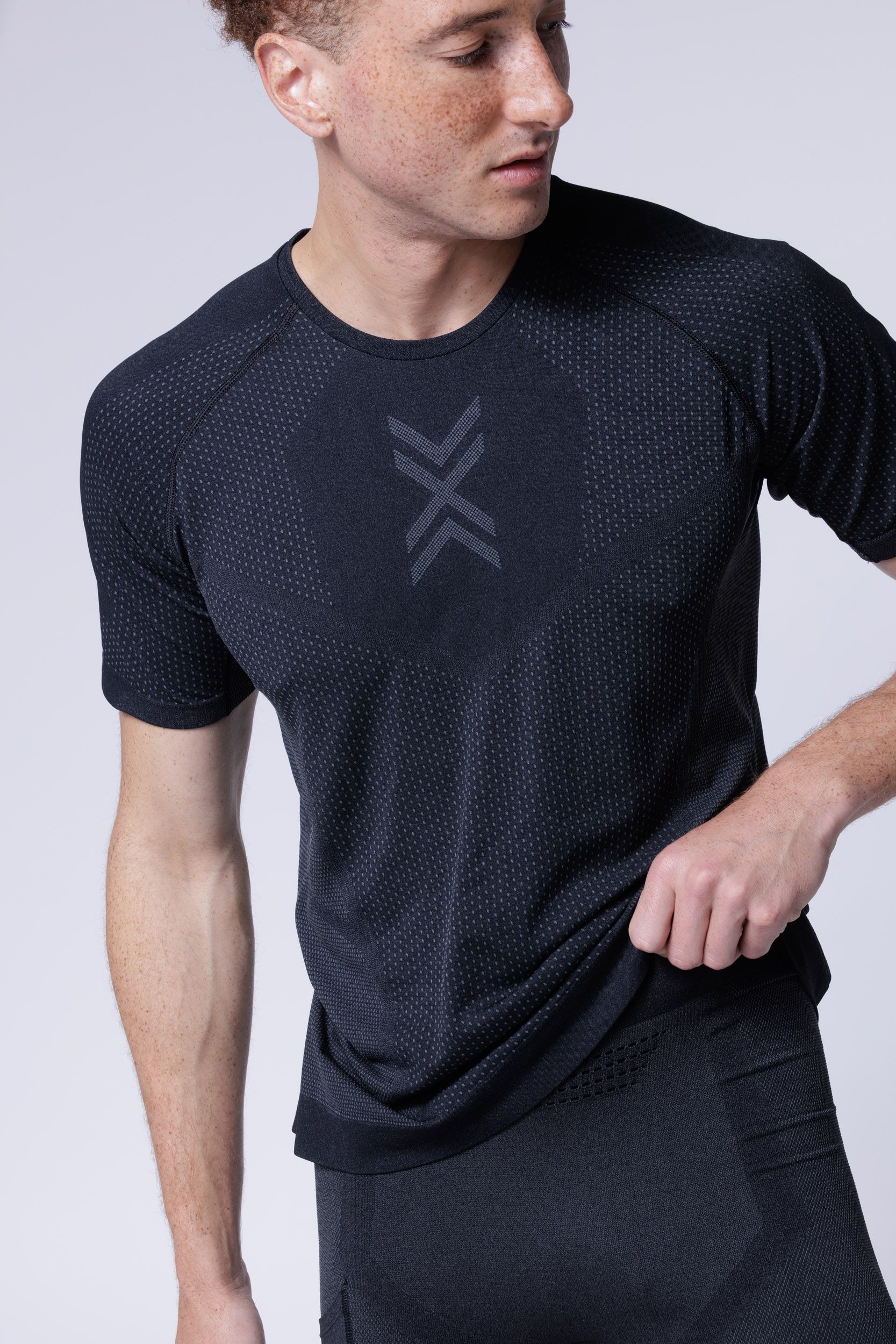X-Bionic Men XCeed Run Shirt SH SL / X black rhino grey / XL