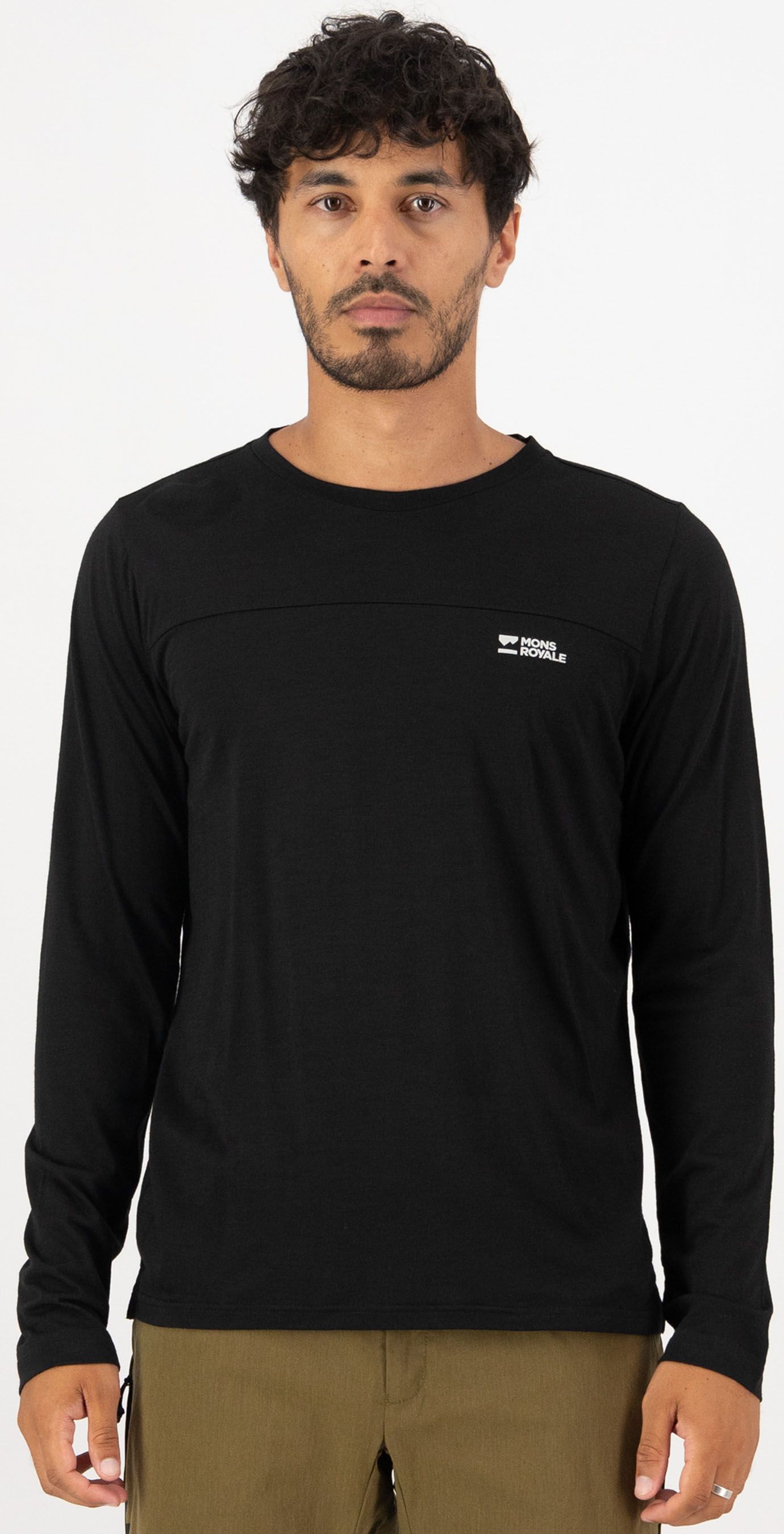 DIVERSION Herren-Merino-Langarmshirt / black / L
