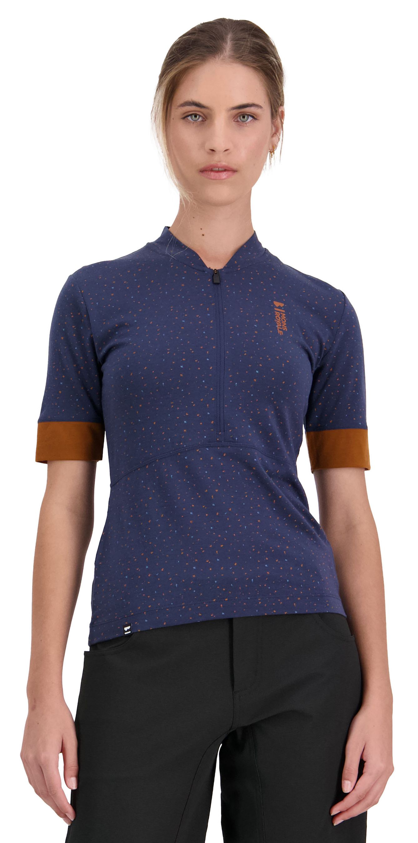 CADENCE Damen-Kurzarmtrikot / midnight terrazzo / S