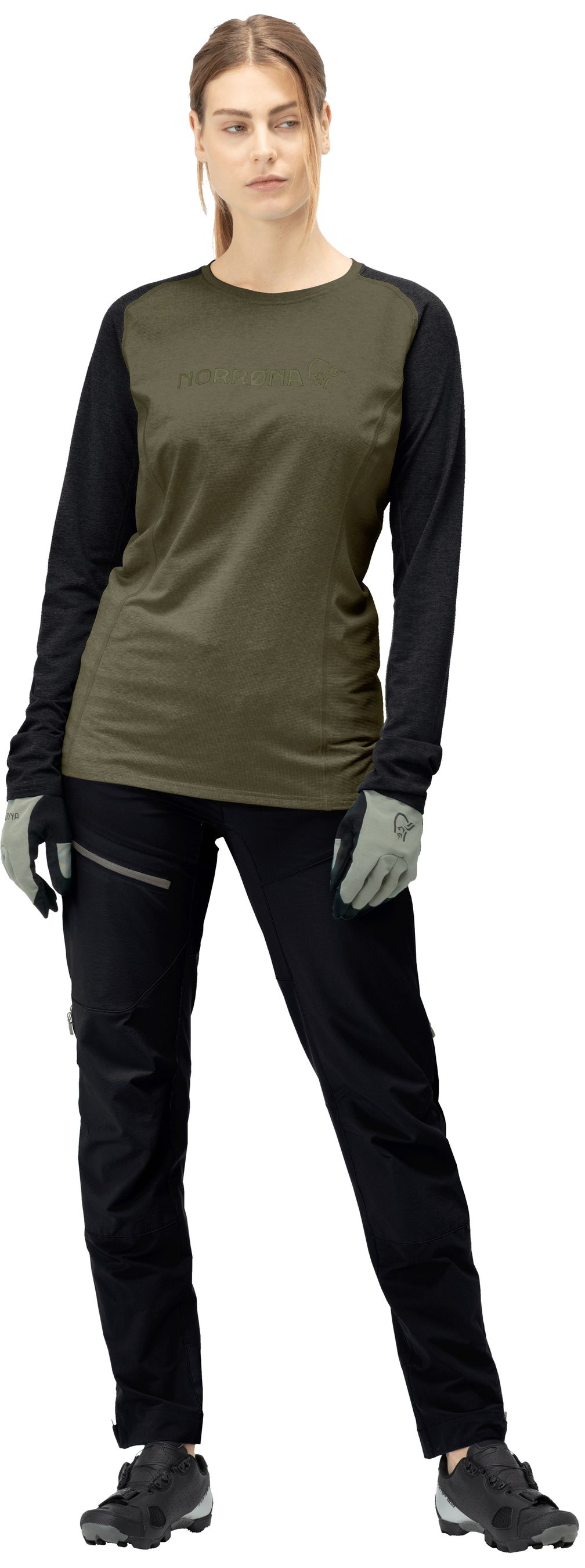 FJØRÅ  EQUALISER Damen-Langarmshirt / olive night / L