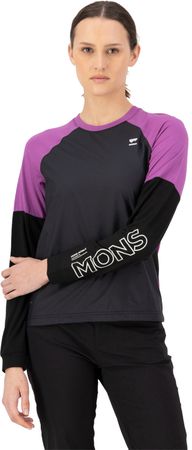 TARN WIND Damen-Merino-Langarmshirt / purple bolt/black / XS