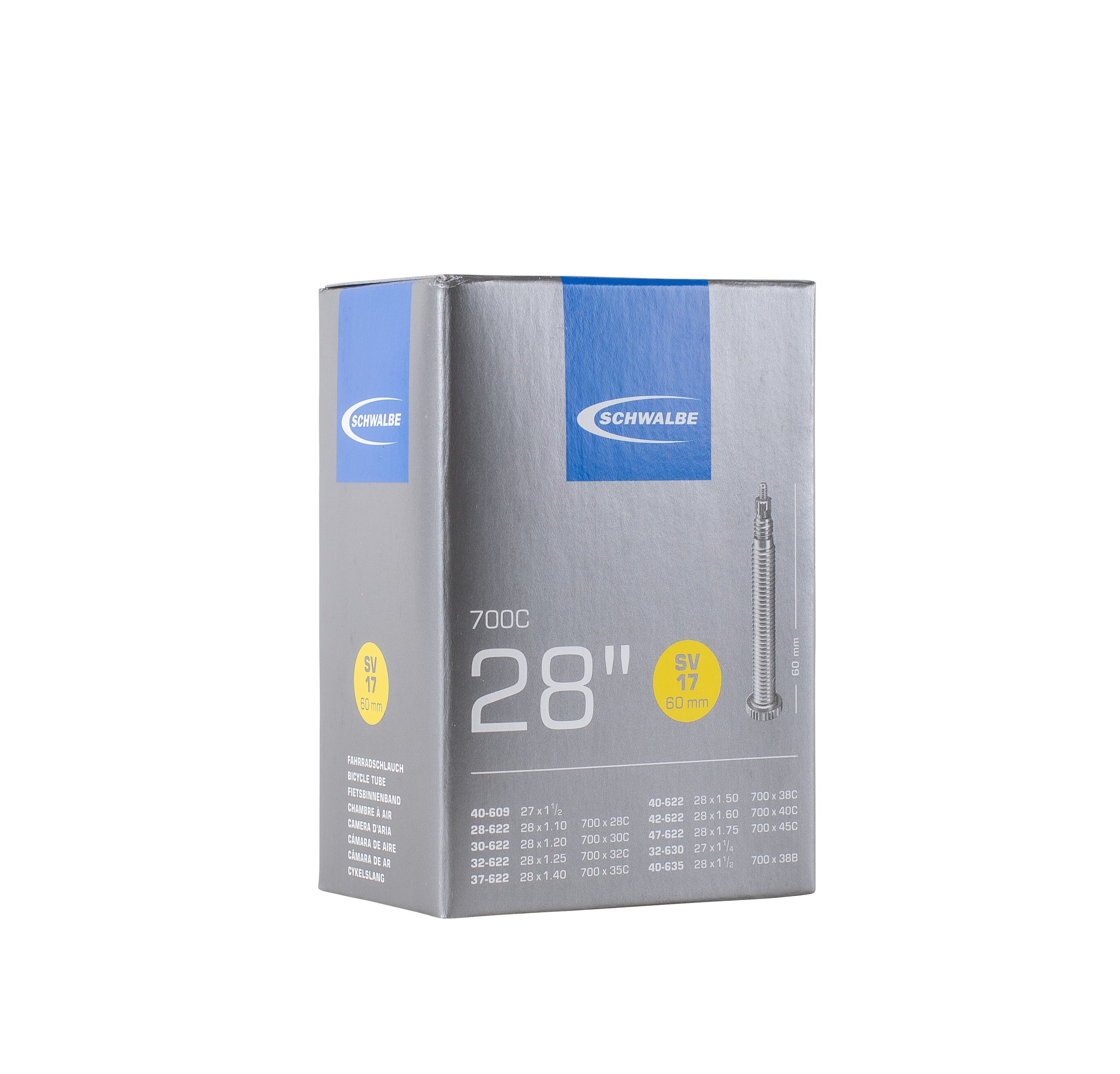 SCHWALBE STANDARD Schlauch / 28", SV17, 60mm, 28/47-622/635