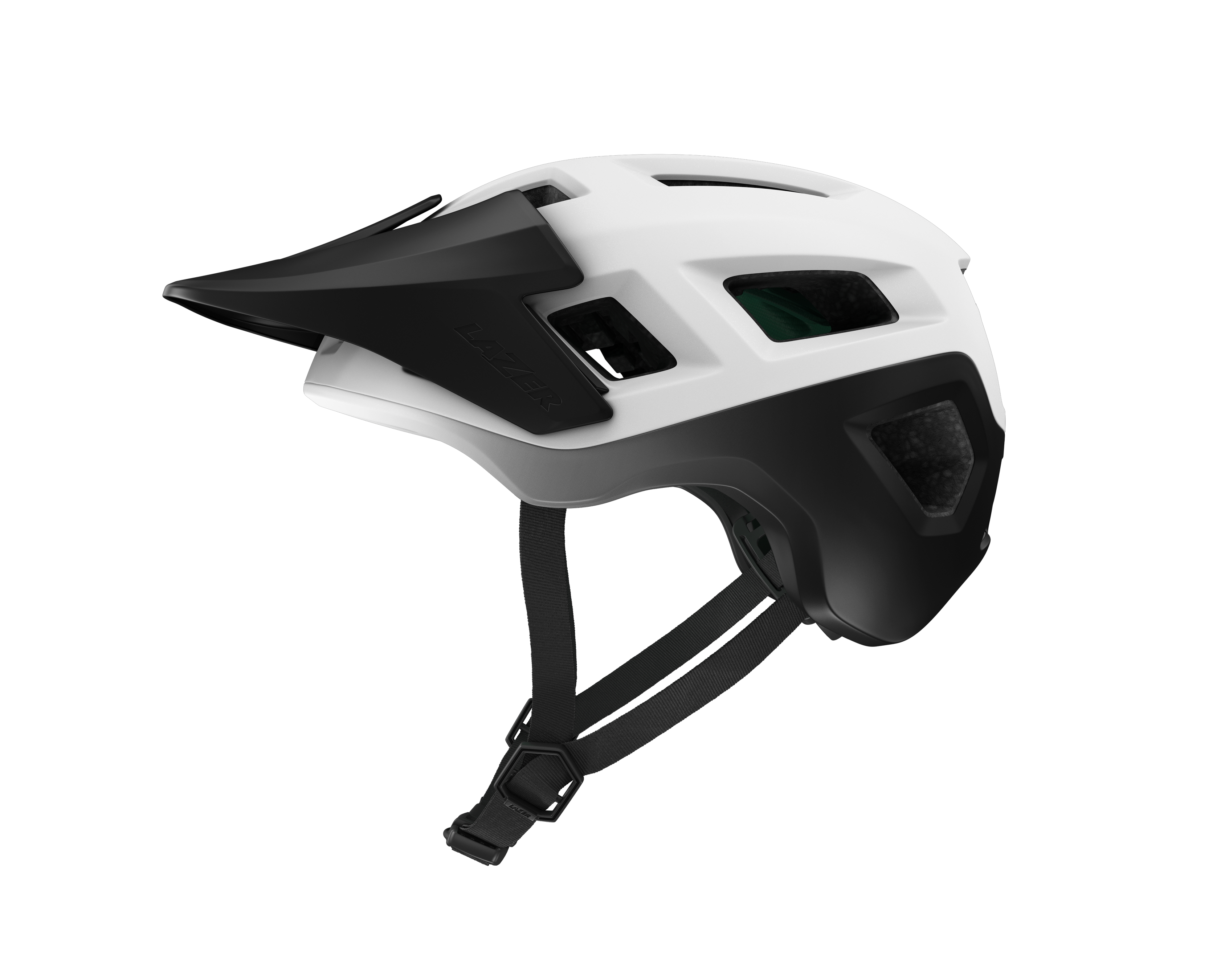 LAZER Unisex MTB Coyote KinetiCore Helm / white black / S