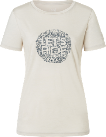 LETS RIDE BIO Damen-Kurzarm-Merino-Shirt / white stone melange/flint stone / XS