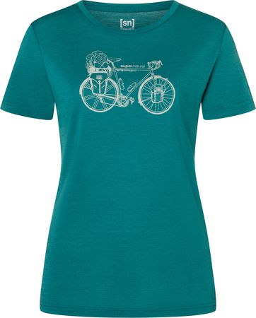 BICYCLE NOMAD Damen-Kurzarm-Merino-Shirt / pacific/feather / XS