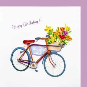 Postkarten - Paper Quilling Karte Fahrrad Happy Birthday  von HERVORRAGEND