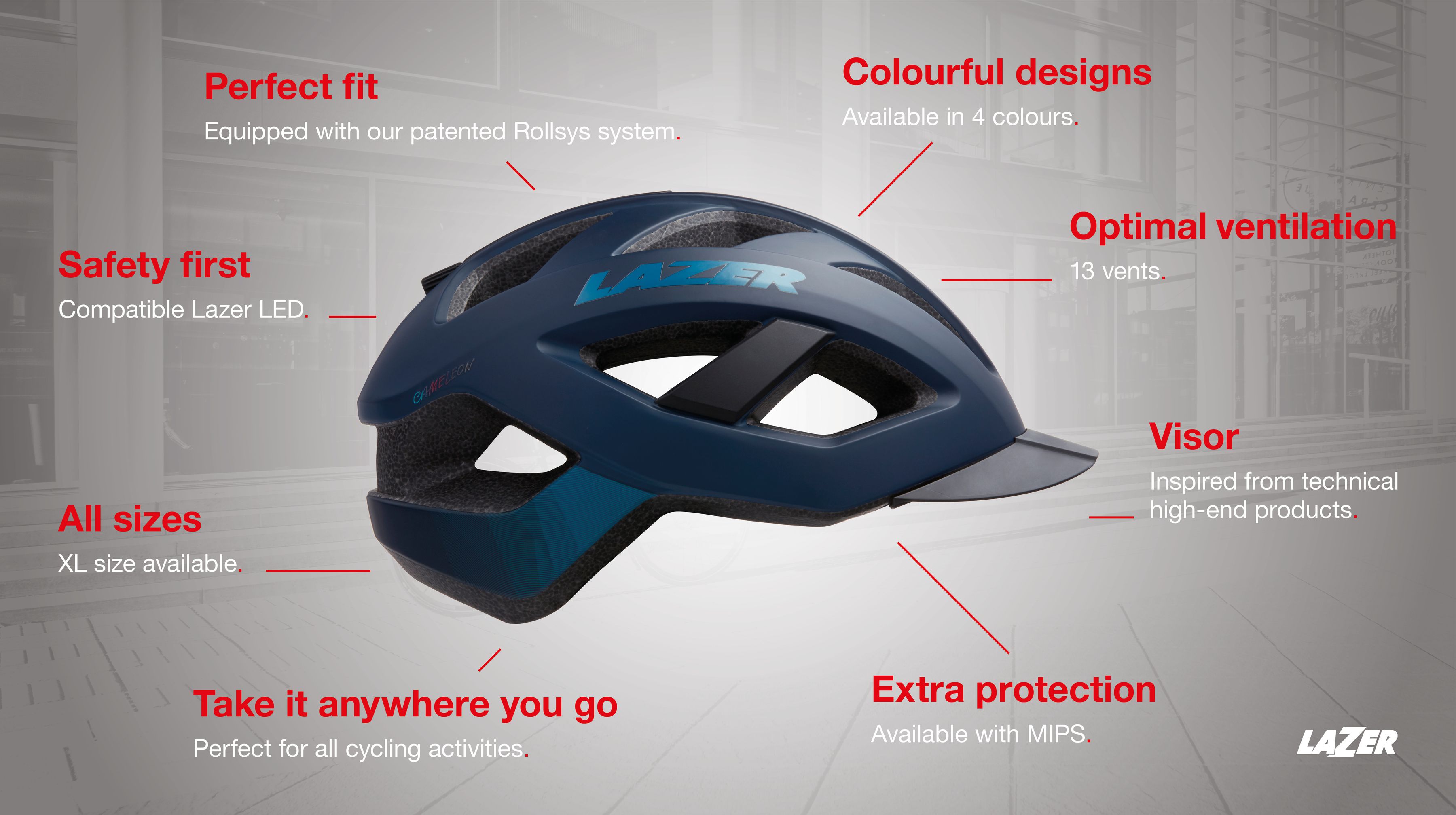 LAZER Unisex Sport Cameleon MIPS Helm matte / matte dark blue / M