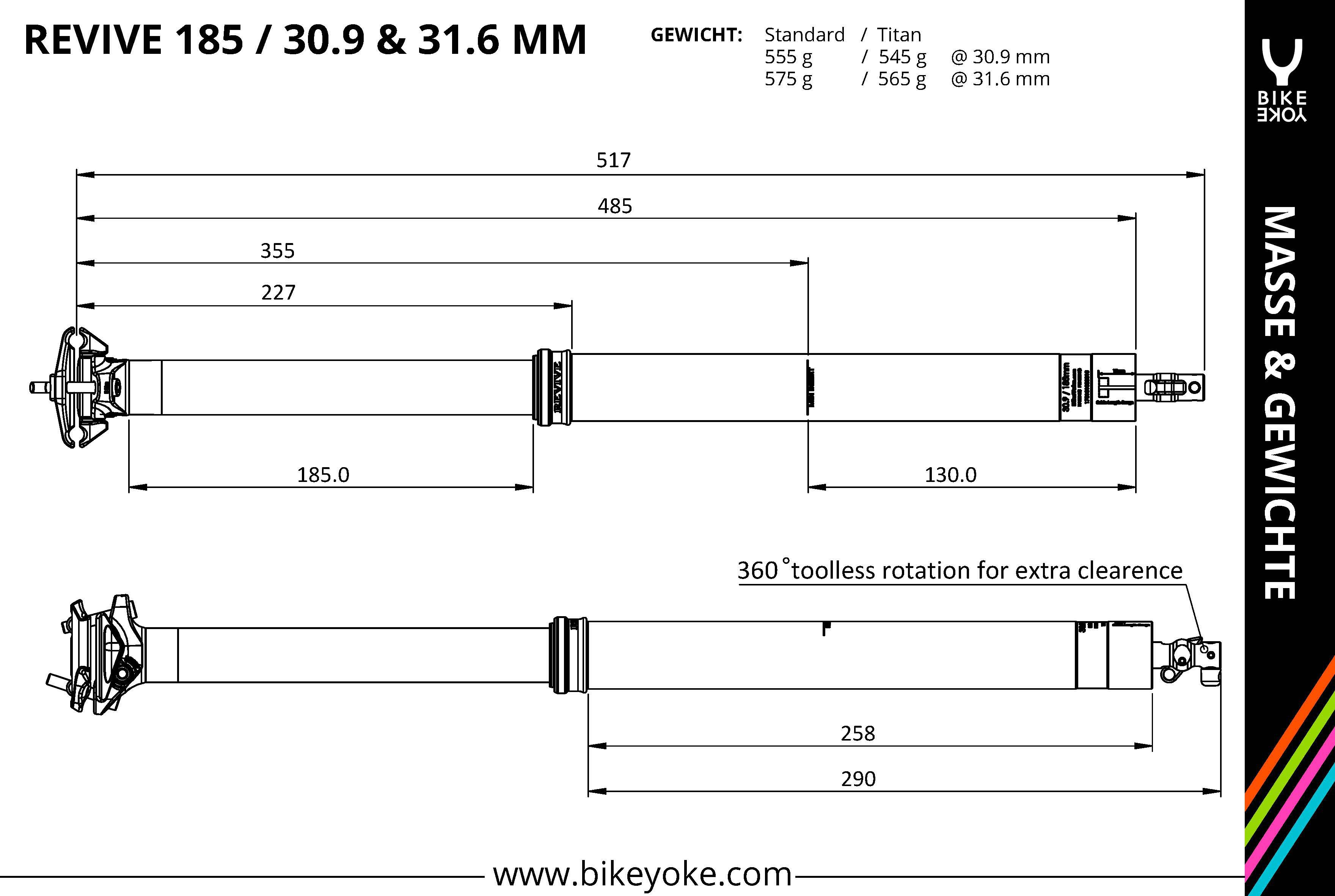 REVIVE Sattelst. Ø31.6/185mm / schwarz / 31.6mm