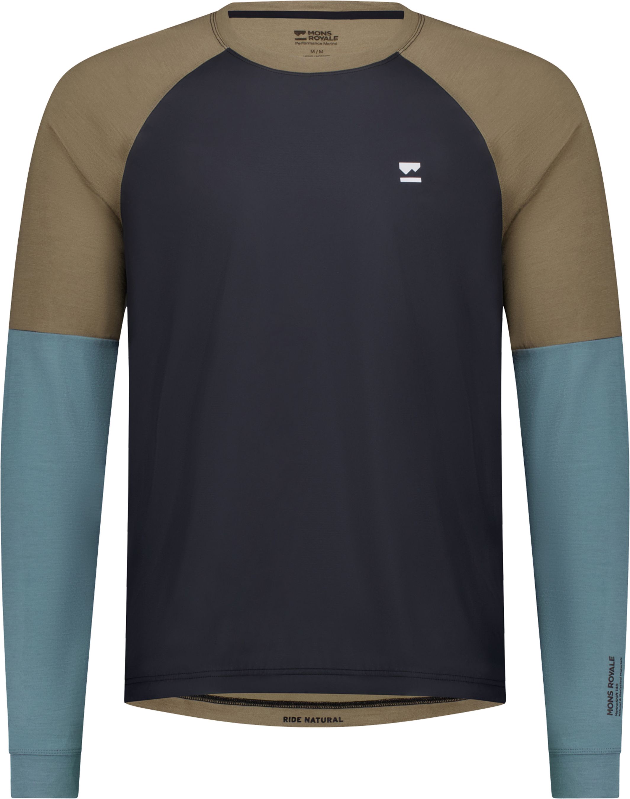 TARN WIND Herren-Merino-Langarmshirt / goblin blue/black / S