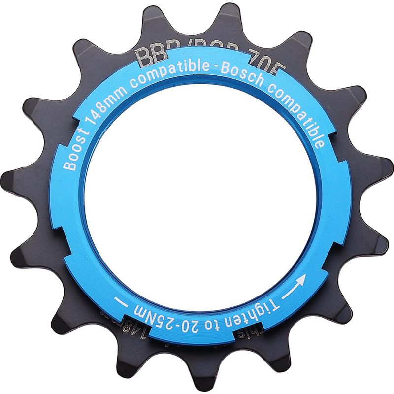 BCR-70E Bosch-Motorritzel für Einbaubreite 135/142mm und 148mm Boost mit Verschlussring / schwarz / 15 Zähne