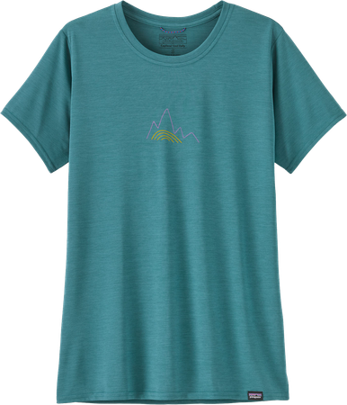 CAP COOL DAILY Damen-Kurzarmshirt / berm logo: wetland blue x-dye / M