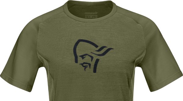 FJØRÅ WOOL SS Damen-Merino-Kurzarmshirt / olive night / S