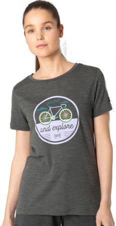 GO OUT Damen-Kurzarm-Merino-Shirt / pirate grey melange / L
