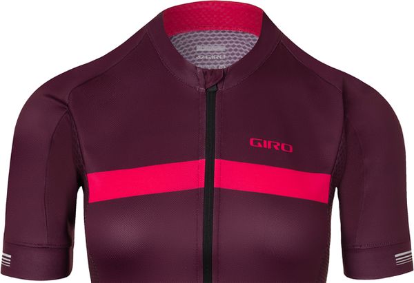 CHRONO Damen-Kurzarmtrikot / dark cherry/raspberry stripe / L