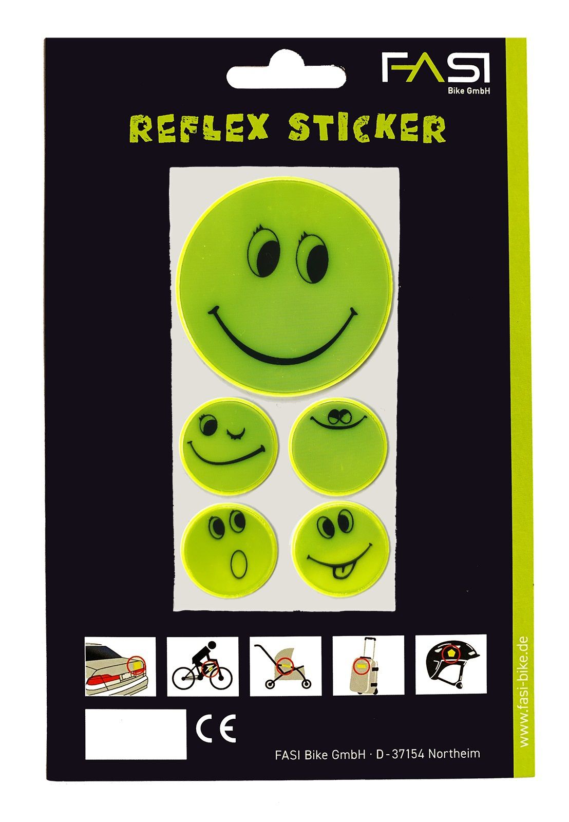 Reflex-Sticker Smileys / gelb