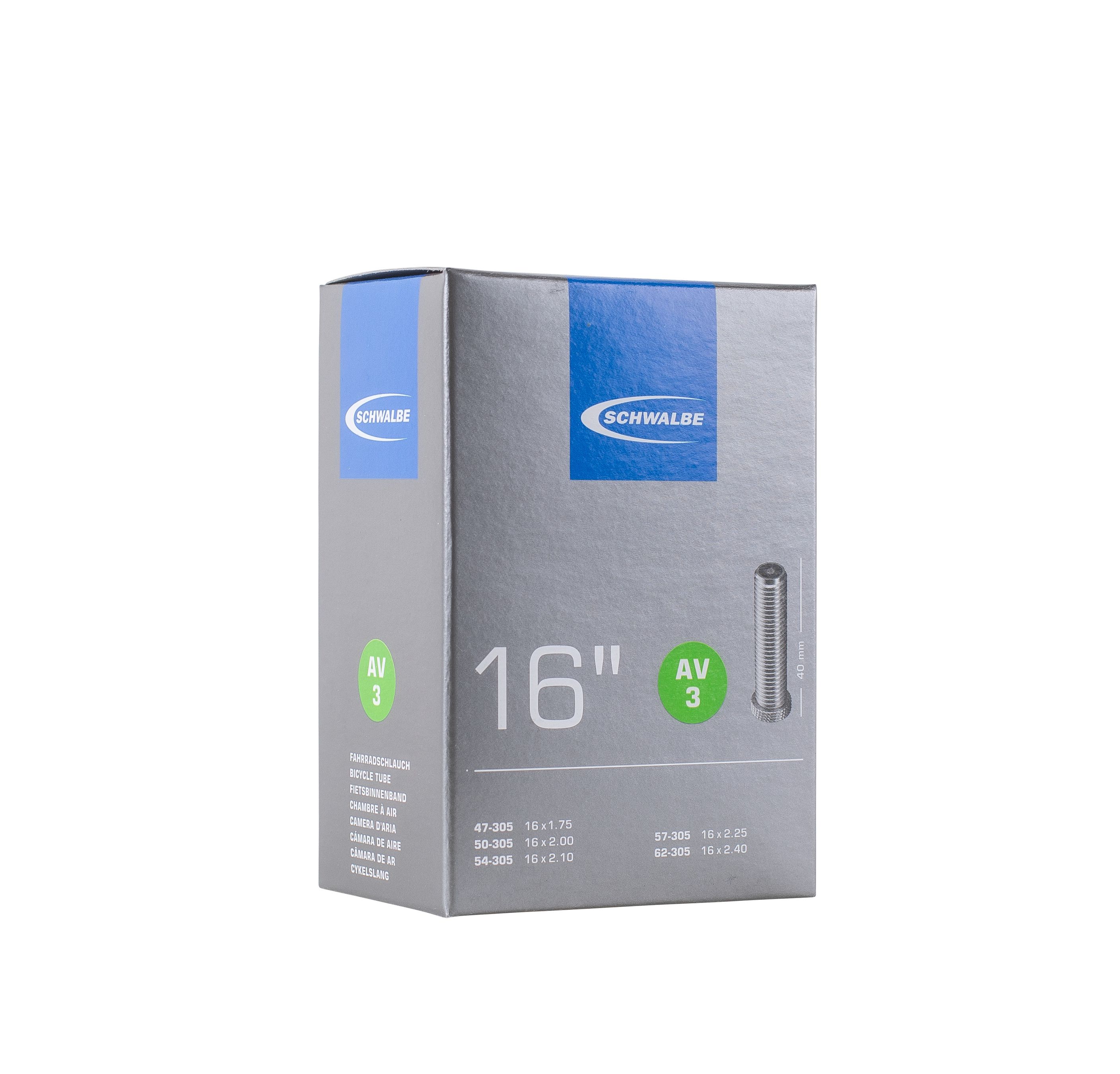 SCHWALBE STANDARD Schlauch / 16", AV3, 40mm, 47/62-305